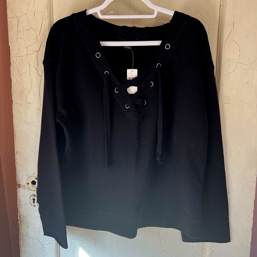 Anthropologie | Sancutary Lace up sweatshirt in black